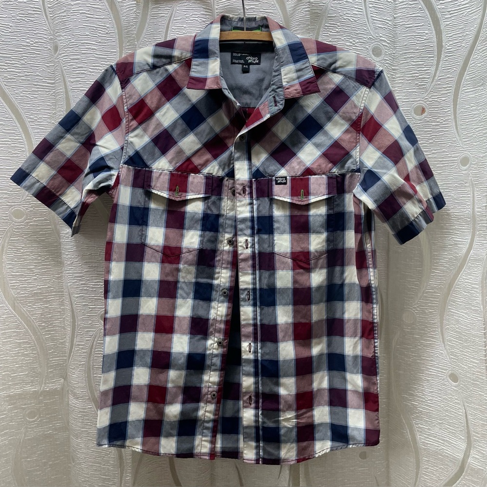 Chloro Phylle Plaid Button Down Mens Small Multi Color Excellent‎ Short Sleeve